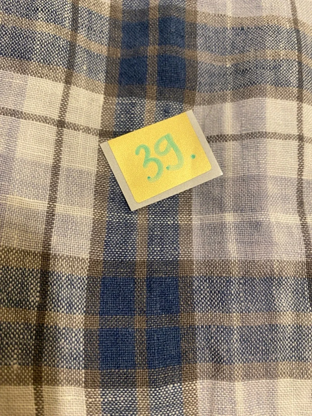 J. Crew Irish Linen Blue and White Plaid Button-Down Shirt. Size M.